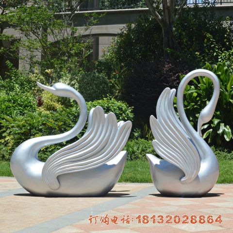 公园天鹅动物不锈钢雕塑