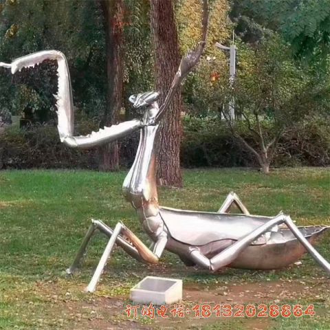 广场螳螂动物不锈钢雕塑
