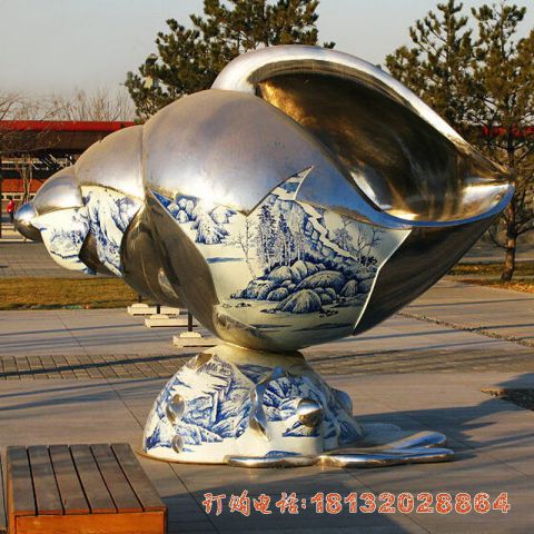 广场不锈钢动物海螺雕塑