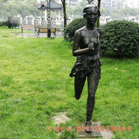 公园跑步人物铜雕