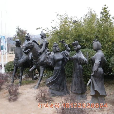 公园唐朝人物铜雕